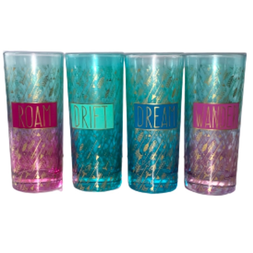 TMD Holding Dream Wander Roam Drift Highball Glasses Set of 4